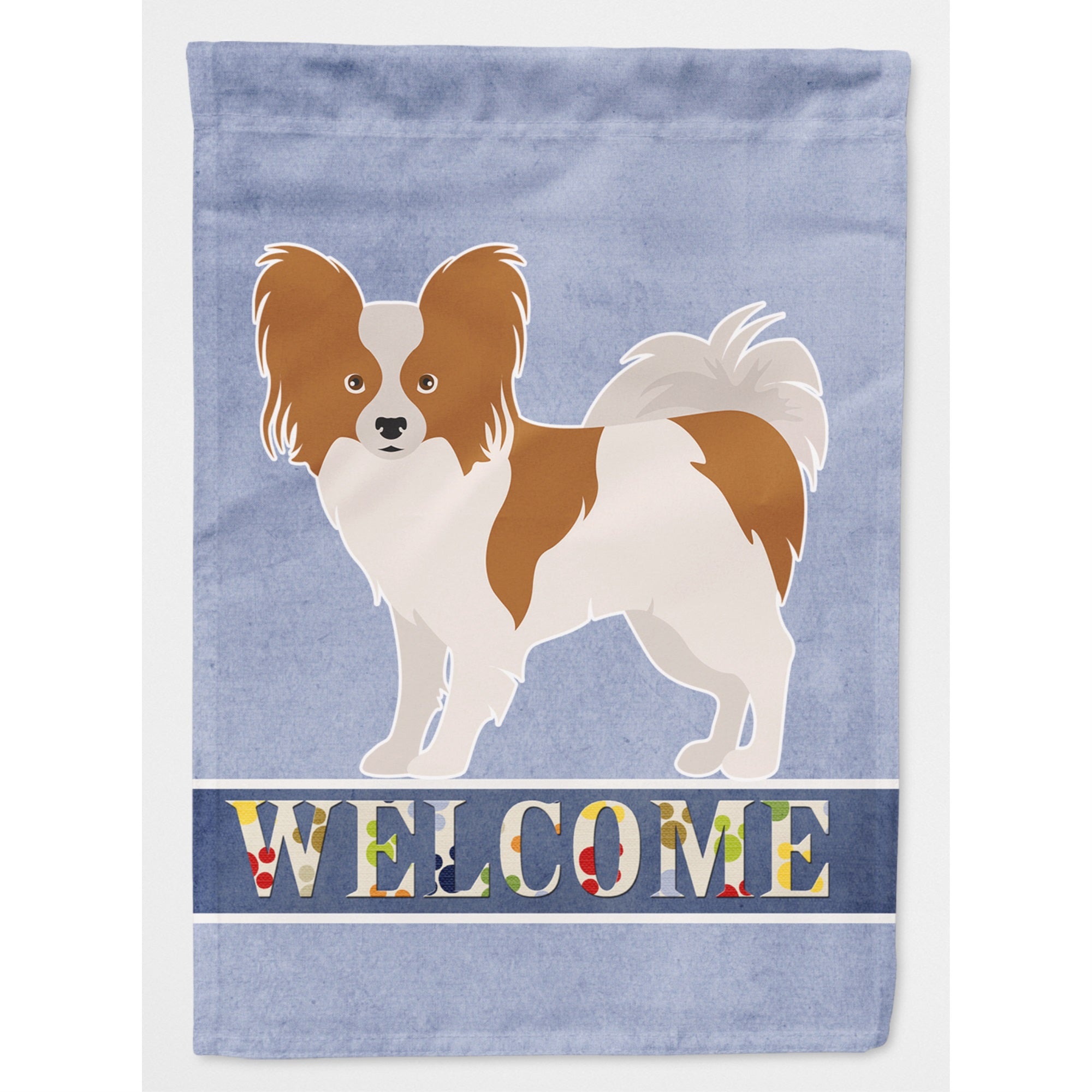 Papillon Welcome Flag Canvas House Size